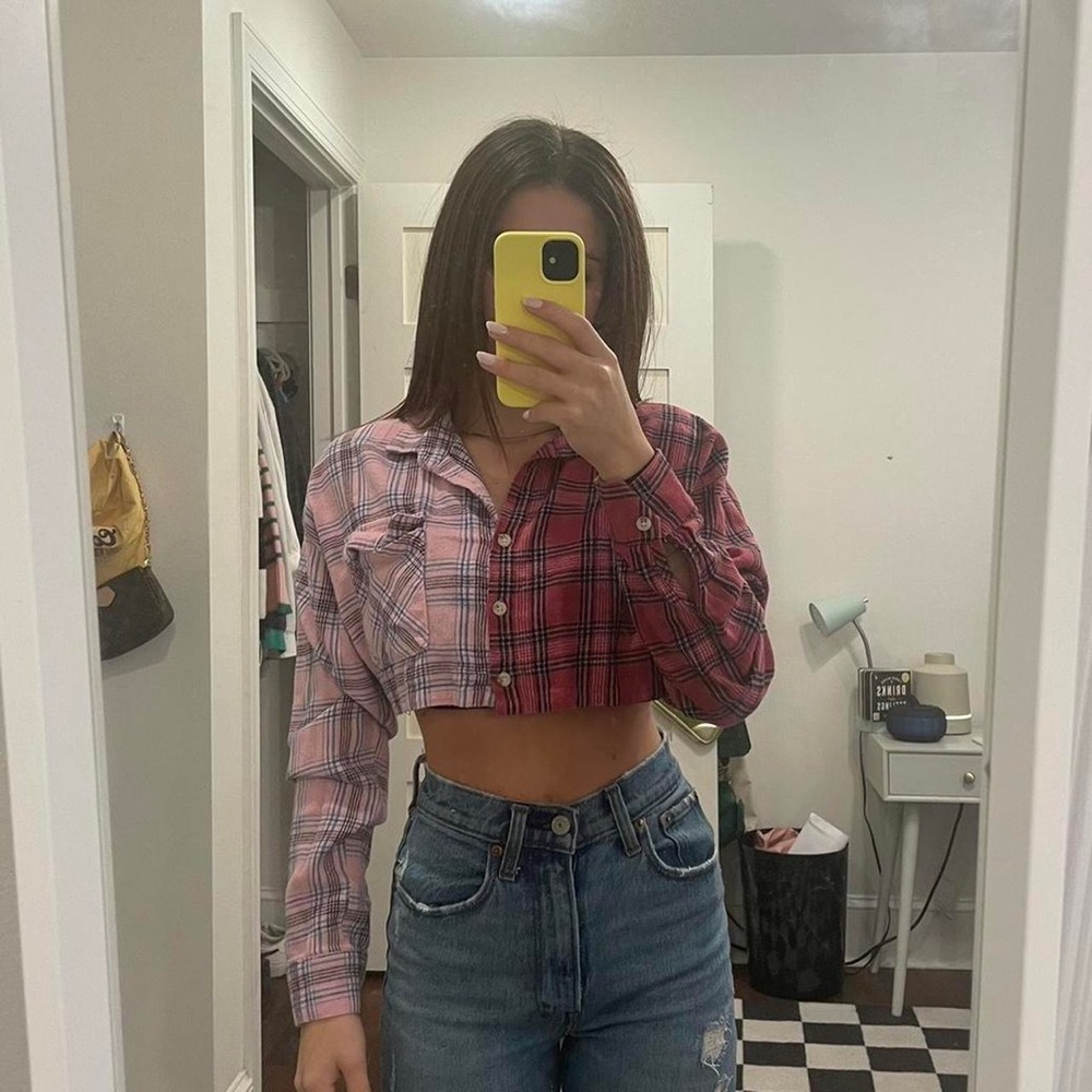 PLAID CROPPED TOP